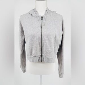Under Armour Light Gray Cropped Zip Hoodie Women’s Medium Loose Fit